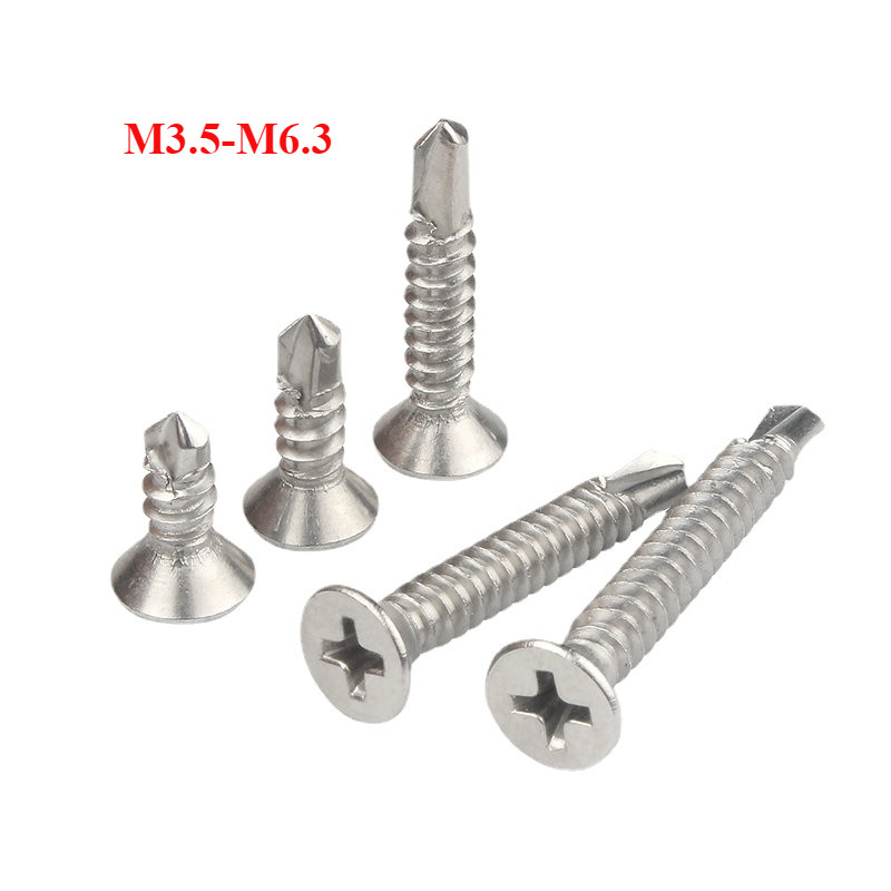 [FGHSP-1-y] เบอร์   สกรูหัวเตเปอร์ ปลายสว่าน แฉก F+ สแตนเลส 410 M3.5 M3.9 M4.2 M4.8 M6.3 Flat Head P