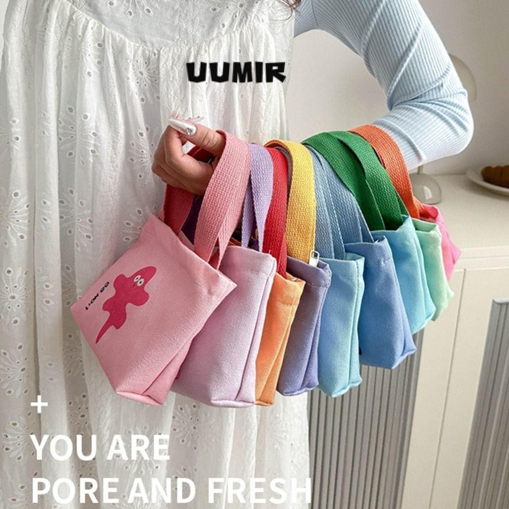 UUMIR  กระเป๋าถือผู้หญิงกระเป๋าผ้าแคนวาสสไตล์เกาหลีขนาดเล็กกระเป๋าใส่ขนมมือน่ารัก กระเป๋าใบเล็ก กระเป๋าใส่อาหารกลางวัน