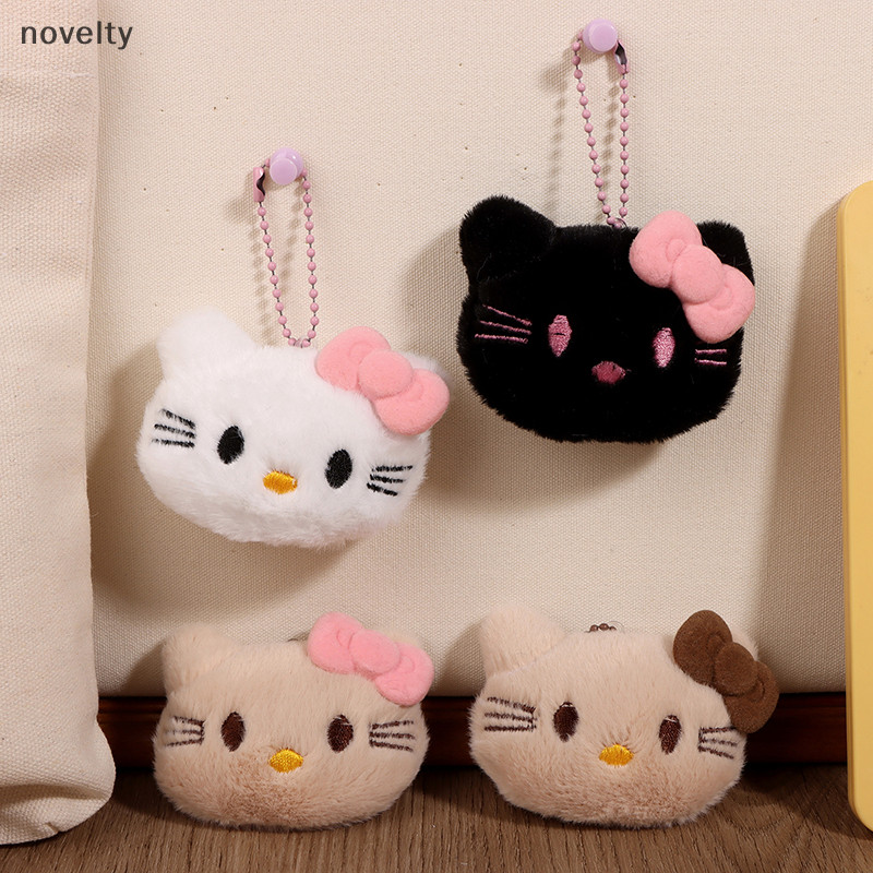 Nly Kawaii Squeak Bowknot Hello Kitty จี้ตุ๊กตาการ์ตูน Sanrio Cat ตุ๊กตาตุ๊กตาพวงกุญแจรถกระเป๋าเป้สะพายหลังกระเป๋าตกแต่งของขวัญ N