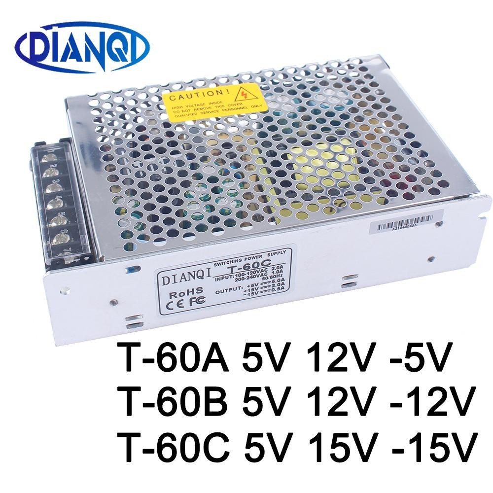 ❉T-60C 5V5A 15V2A -15V0.5A Triple output Switching power supply T-60A 5V 12V -5V ac to dc T-60B 5V5A