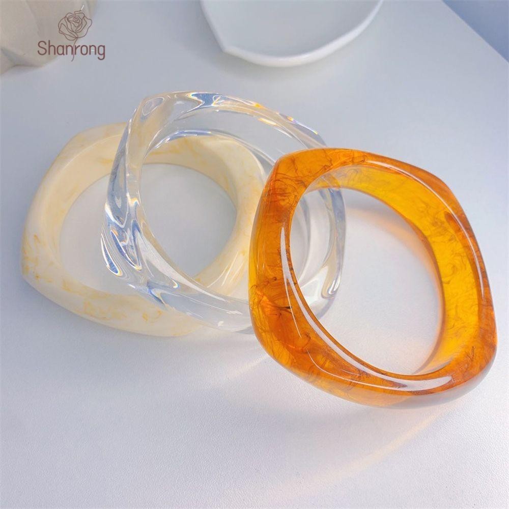 SHANRONG สร้อยข้อมือผู้หญิง Amber Retro เครื่องประดับเรซิ่นกําไลข้อมือ Party Girls สร้อยข้อมือกว้าง
