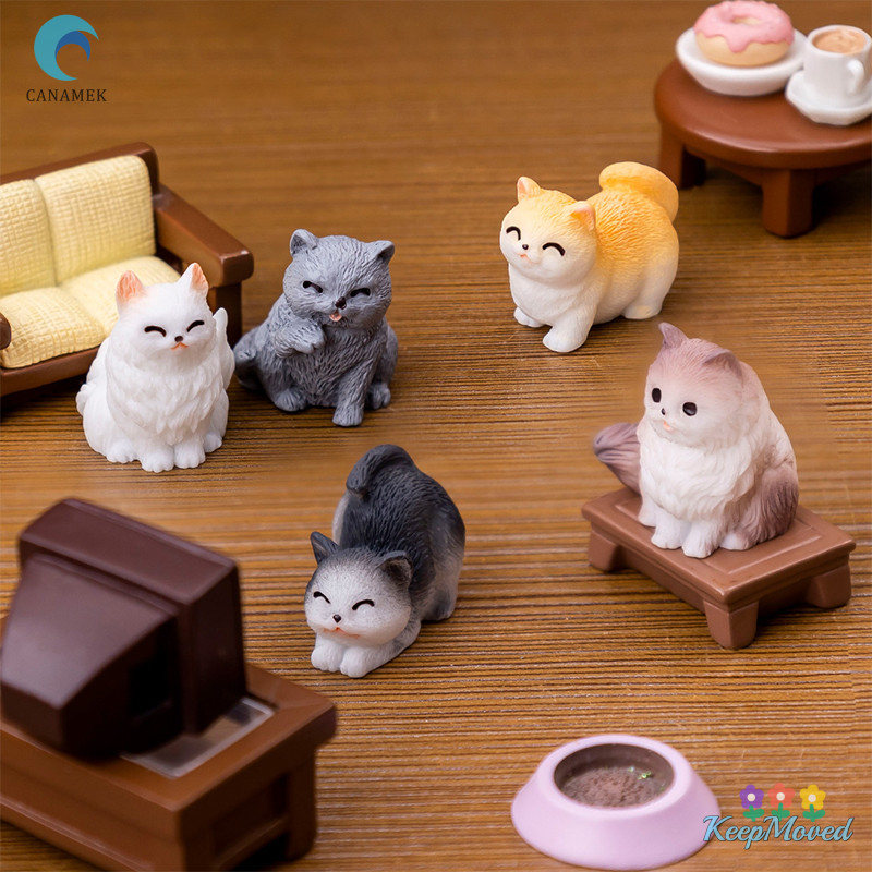 Keepmoved เครื่องประดับแมวขนาดเล็กการ์ตูนลูกแมว Micro Landscape ตุ๊กตาโมเดลรถภายในบ้านเดสก์ท็อปตกแต่งใหม่