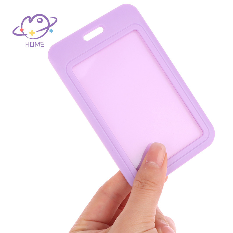 [mayhome] 1 PC ฝาครอบบัตรเครดิตสองด้านผู้ถือป้ายพลาสติกแข็งพร้อมสล็อตสําหรับแท็กพนักงานกิจกรรม ID Card Holder Pass Strap {TH}