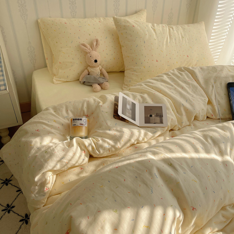 Ins 4 in 1 และ 3 in 1 โพลีเอสเตอร์ Bedsheet แบนผ้าปูที่นอนติดตั้งเดี่ยว/queen/king ชุดผ้าปูที่นอน Cadar ผ้านวม