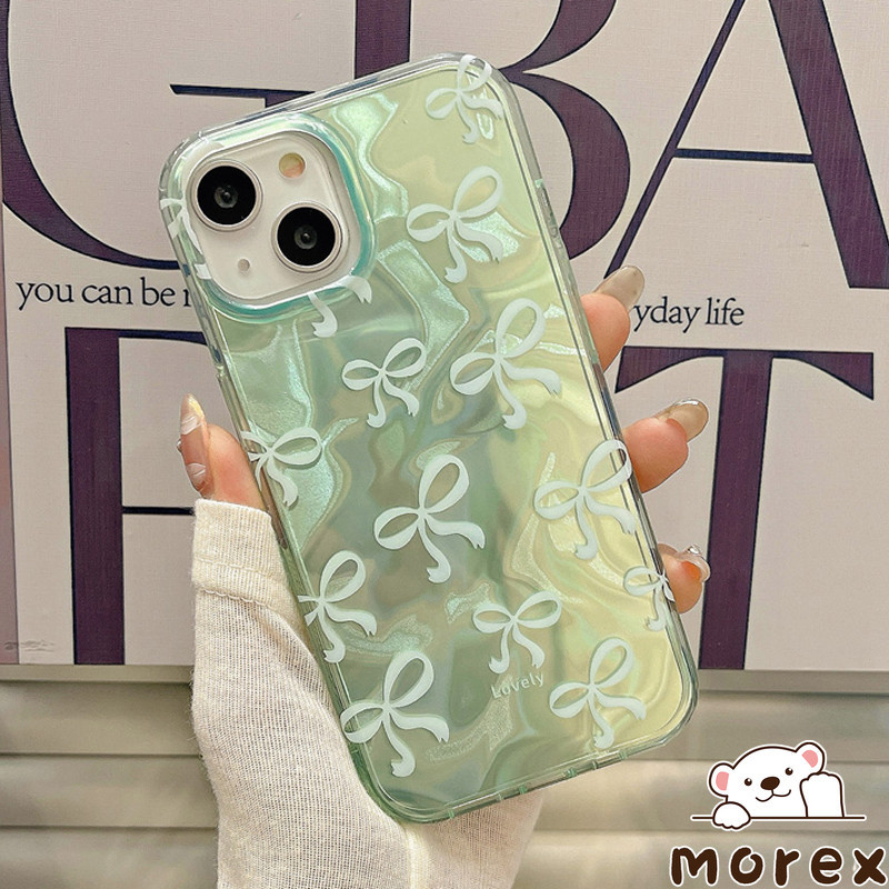 เคสสีเขียวคันธนูน้ำระลอกเข้ากันได้กับ IPhone 13 15 7Plus 11 14 12 Pro Max XR 14 15 8 6 6S Plus X XS Max