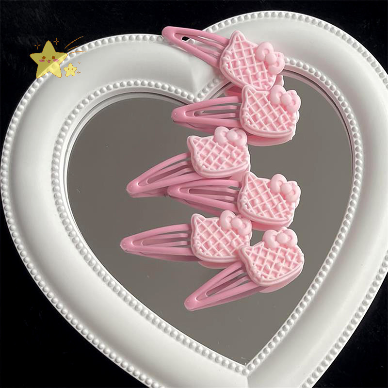[JBTH] Creative สีชมพูหวานลูกแมวบิสกิตกิ๊บน่ารักการ์ตูน Hello Kitty Bangs คลิปด้านข้าง Girly Heart อุปกรณ์เสริมผม Headdress ของขวัญ [JB]