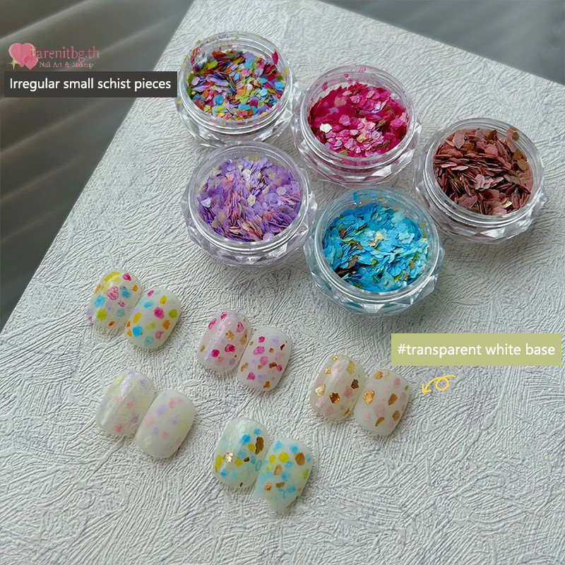 Renbg 1 กล่องเล็บ Mix Magic Mirror Sequins Mica Rock Flakes Candy Nail Art ตกแต่งเล็บ DIY ผู้ที่ชื่นชอบเล็บ TH