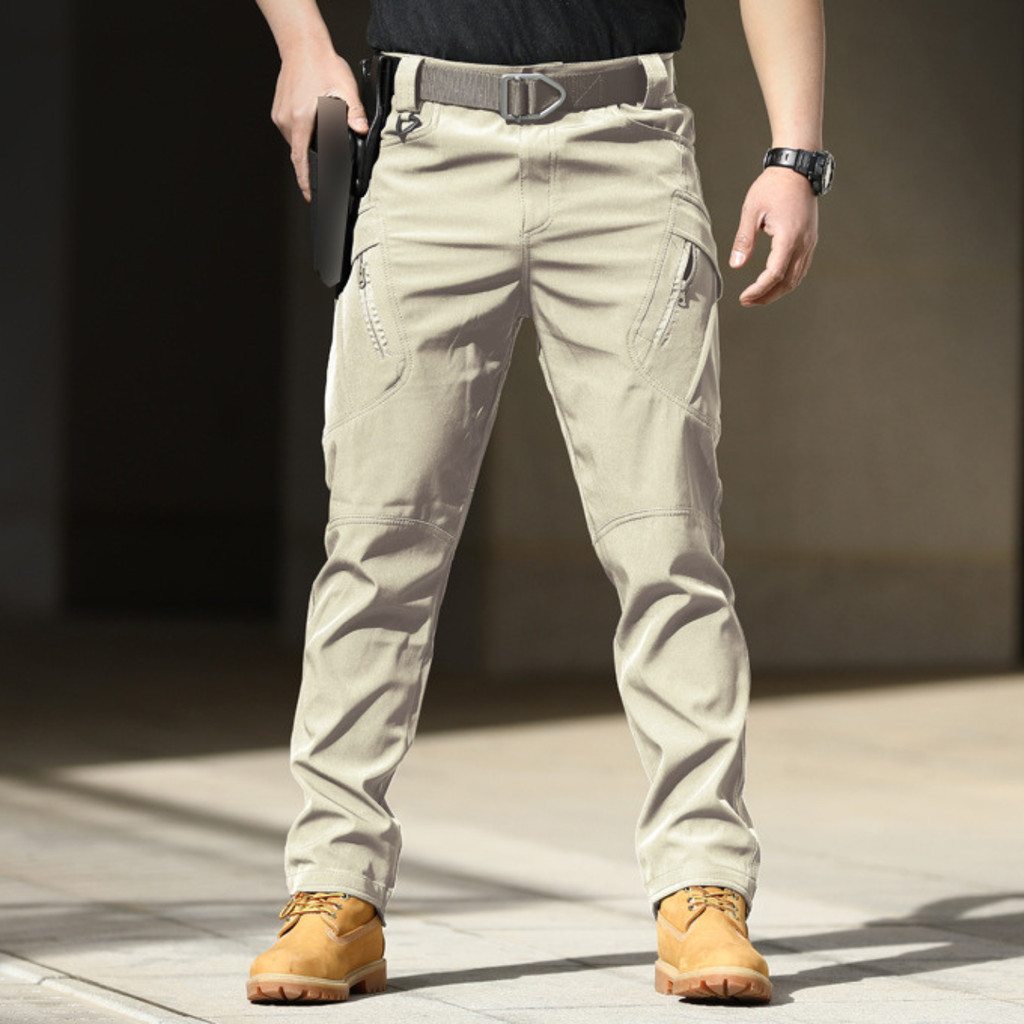 IX9 สีดำ กางเกงคาร์โก้ กางเกงยุทธวิธี ผ้ายืด มีซับใน มีช่องกระเป๋าหลายช่อง - รูปที่ 3