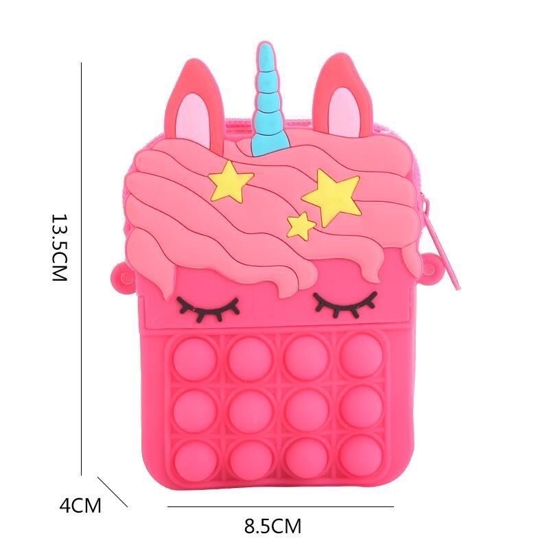 ส่งไวจากกรุงเทพ กระเป๋า pop it สะพายข้าง สำหรับเด็ก ไว้ใส่เหรียญ popit rainbow unicorn พร้อมส่งจากไทย
