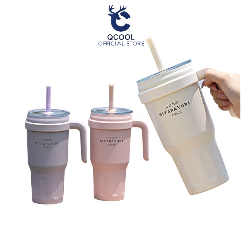SITARAYURI (ของแท้) แก้วสแตนเลส มีที่จับ 1,100ml แก้วเก็บอุณหภูมิเย็น/ร้อน แก้วเก็บความเย็น