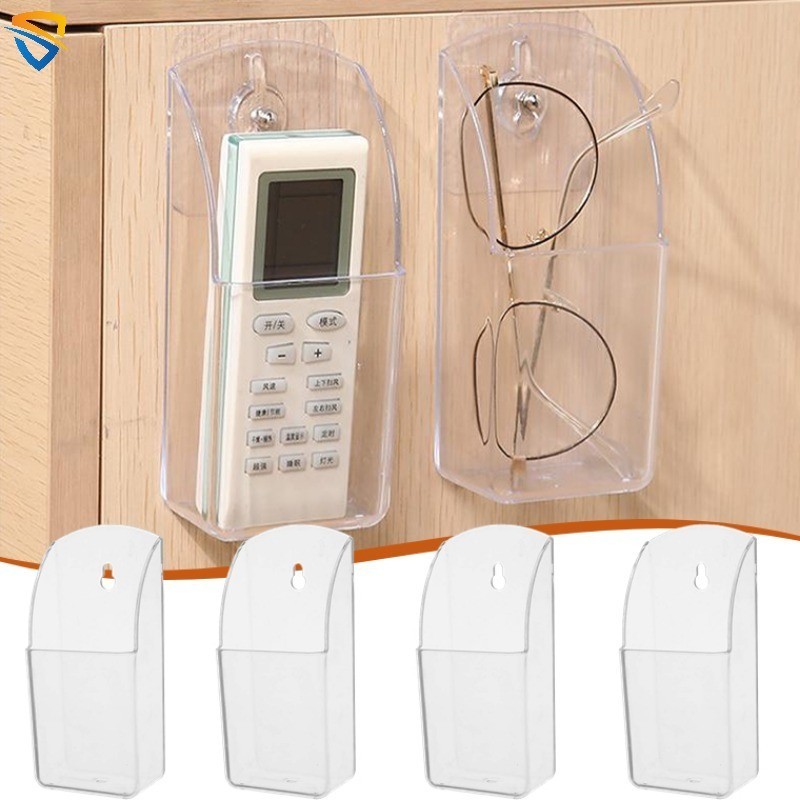 Simple Wall Mounted Punch-Free ที่วางโทรศัพท์มือถือ Self-กาวทีวีรีโมทคอนโทรลกล่องเก็บมัลติฟังก์ชั่ Sundries Organizer