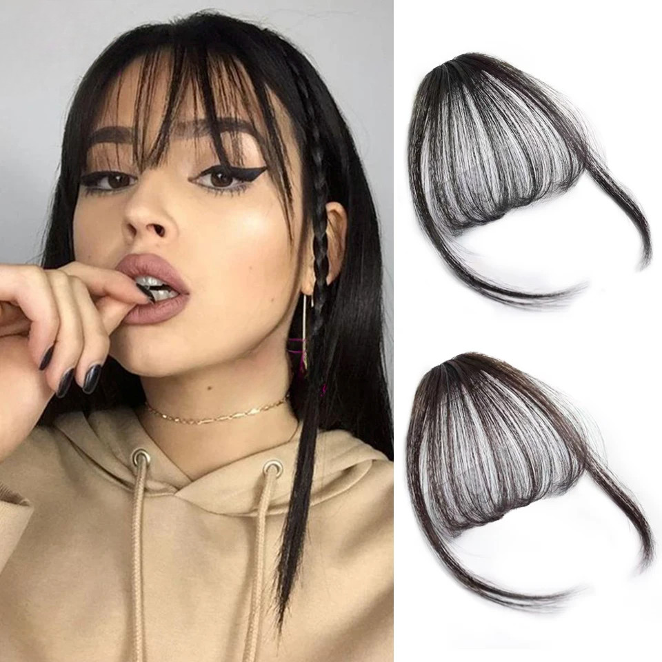 4 สีสังเคราะห์ Air Bangs Fringes ธรรมชาติตรงสังเคราะห์ผม Bang อุปกรณ์เสริมสําหรับสาวที่มองไม่เห็นวิกผมธรรมชาติ