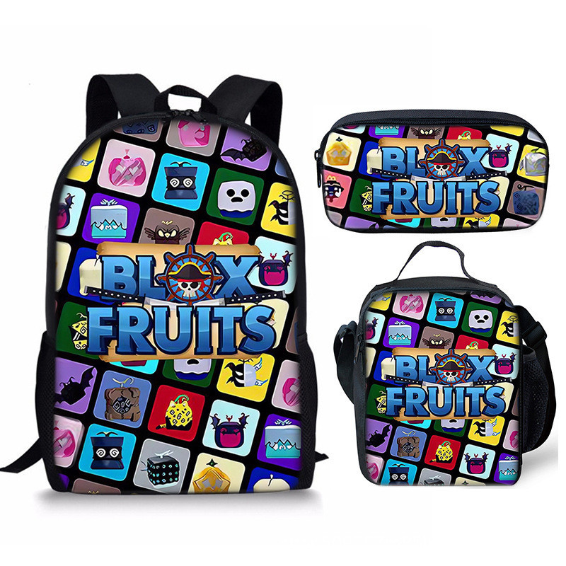 Roblox blox fruits & One Piece Student School BAG Anime BACKPACK Shoulder bags pencil Case 3 in 1 KI