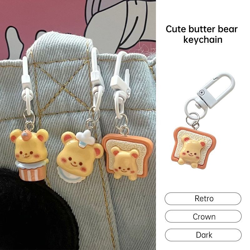 aidderse.thCute Butter Bear Key Chain อเนกประสงค์สาวหัวใจกระเป๋าเป้สะพายหลังจี้ Best Friend คู่ของขวัญ-