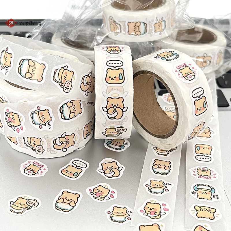 Abongbang 500 ชิ้น/ม้วนการ์ตูนเนยหมีสติกเกอร์ Kawaii หมี Diy แล็ปท็อป Decals สติกเกอร์ตกแต่งรางวัลเด็กของขวัญของเล่น Nice