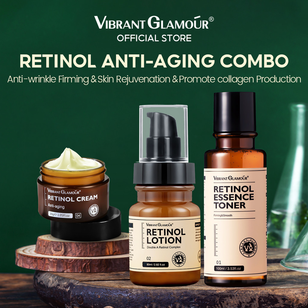 VIBRANT GLAMOUR FDA ชุดครีมโลชั่นเรตินอล ไวท์เทนนิ่ง ต่อต้านริ้วรอย 3 ชิ้น