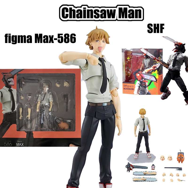 Articulado SHF Chainsaw Man Action Figure Figma Max 586 Denji Movable Joint ตุ๊กตาของเล่น