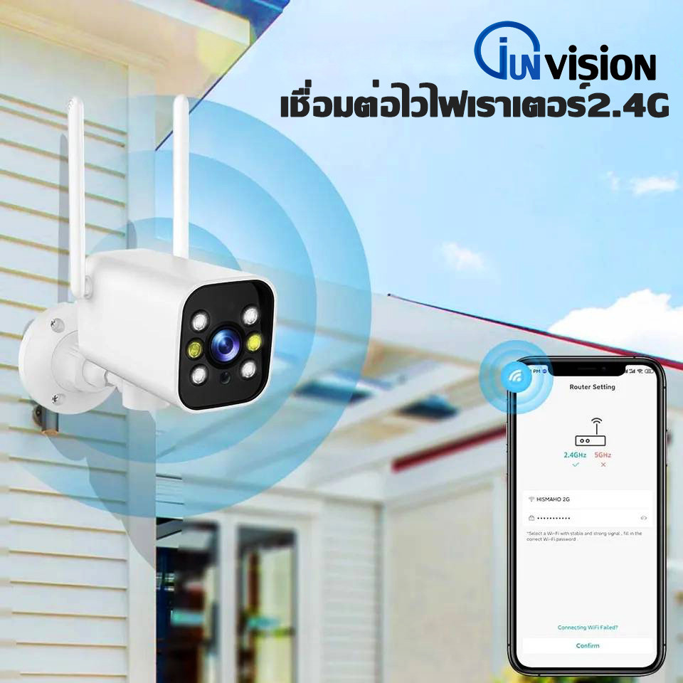 กล้องวงจรปิด Junanvision กล้องวงจรปิด ชัด4K กลางคืนภาพสี มี WIFI กล้อง IP camera กันน้ำ ภาพคมชัดกลาง