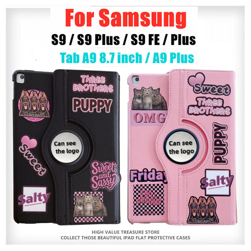 360.เคสฝาพับ ลายการ์ตูน น่ารัก เคส Samsung Tab A9 Plus /Tab A7 lite/Tab S6 lite /Tab S9 FE S9FE เคสหนัง เคสหมุนได้ 360°