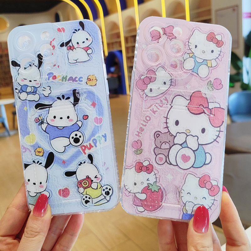 SANRIO ปลอกการ์ตูนสําหรับrealme 12 12X 11 11X V50 V50s 10 9 9i P1 8i 8 6i 5i 5s 5 V13 Pro Plus 5G Sanrioกระเป๋าสตางค์ปลอกผู้ถือบัตรเลนส์ฝาครอบโทรศัพท์ป้องกัน