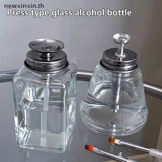 ^N^ 180ml Push Down Glass Empty Pump Dispenser สําหรับเล็บแต่งหน้า Remover ล้างขวด Liquid Cleanser Storag {T}