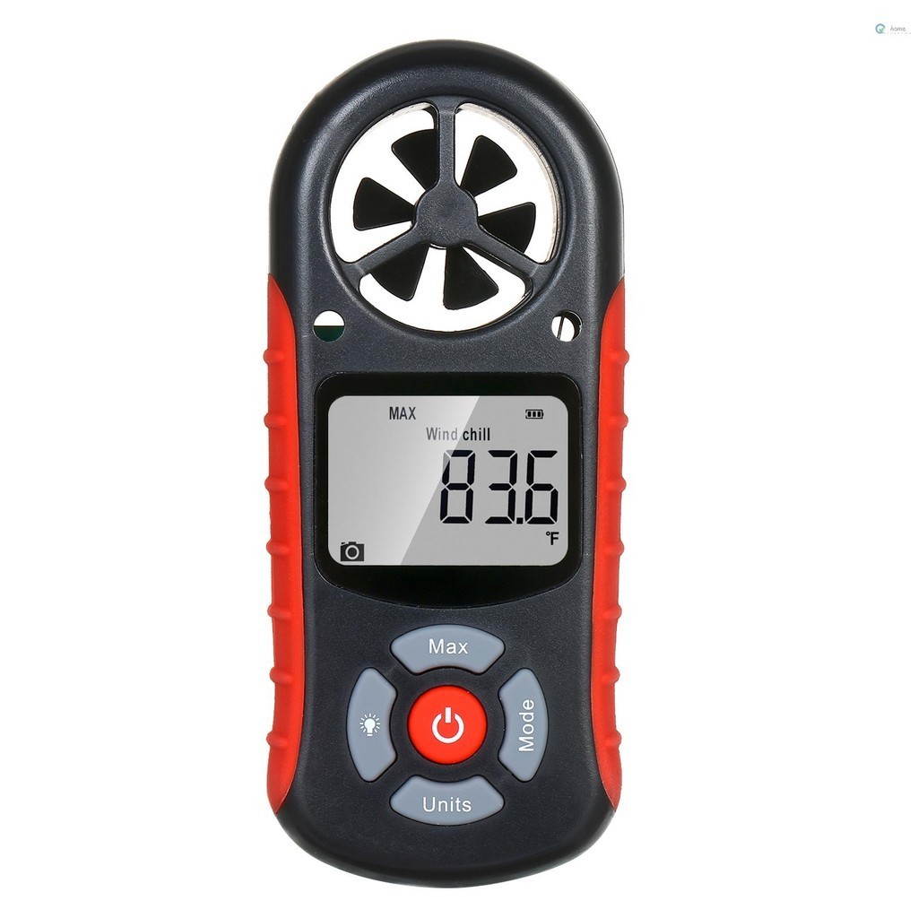 เครื่องวัดความเร็วลม 8 ใน 1 ดิจิตอล พร้อมหน้าจอ LCD วัดความเร็ว/ลมเย็น/อุณหภูมิ/ความชื้น/ดัชนีความร้อน/จุดน้ําค้าง/แรงดันบรรยากาศ/ระดับความสูง
