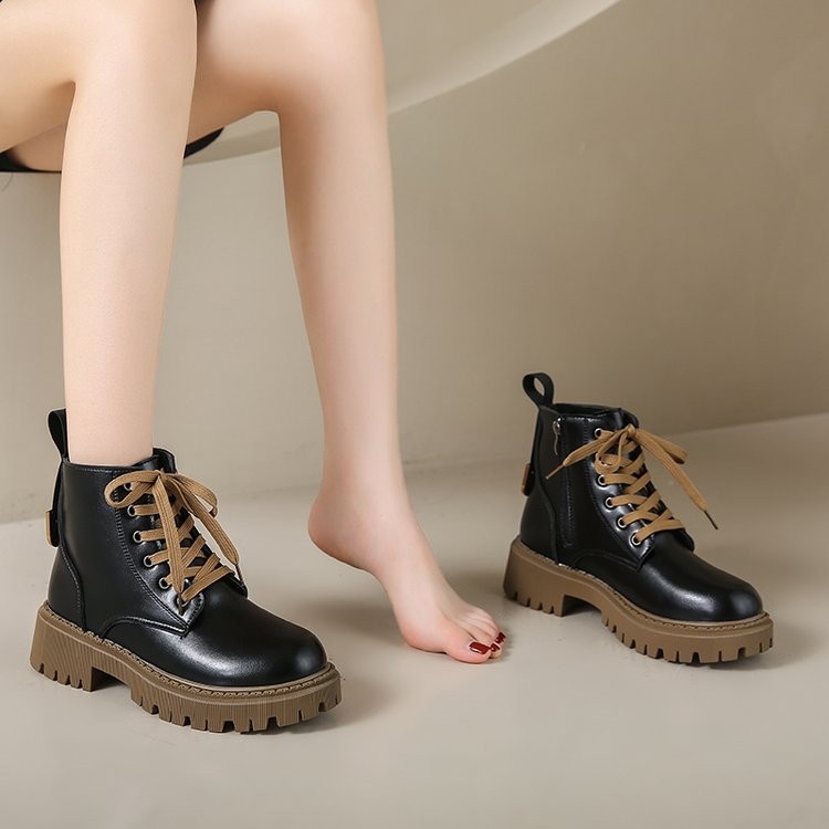 ผู้หญิงคลาสสิก Martin Boots หนัง Pu อเนกประสงค์ Anti Slip สบายหนา Soled รองเท้าผู้หญิงขนาดใหญ่ 35-42