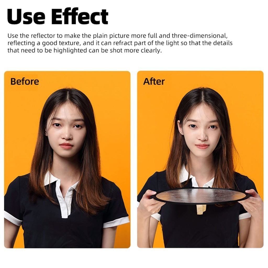 (สีเงินและสีทอง)แผ่นรีเฟล็กซ์ แผ่นสะท้อนแสง แผ่นรีเฟลค ช่วยลบเงา แผ่นลบเงา รีเฟกเตอร์ Reflector 1 แผ่น มี 2 หน้า