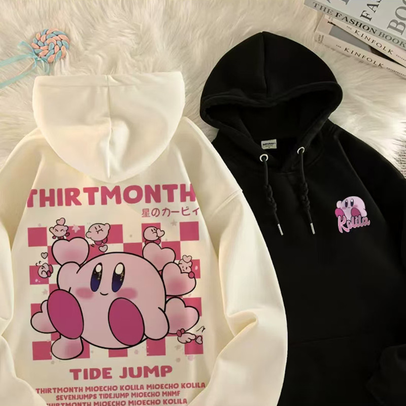 เสื้อกันหนาวมีฮู้ดฤดูใบไม้ผลิและฤดูใบไม้ร่วงของเด็กผู้หญิงการ์ตูนดาวเคอร์บี้อะนิเมะพิมพ์เสื้อผ้าฤดูใบไม้ร่วงเกาหลีรุ่นแขนยาวด้านบนเด็