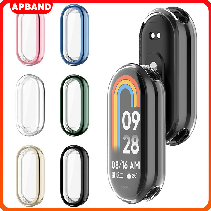 เคสยางนุ่ม TPU พร้อมฟิล์มสำหรับ Xiaomi Mi band 8ตัวป้องกันหน้าจอกันชนสำหรับ miband 8
