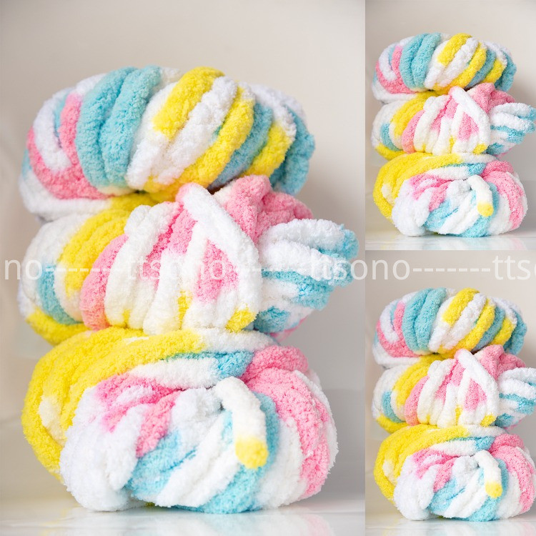 250G พรมถักโครเชต์ ต่อลูก สําหรับเย็บกระเป๋า ผ้าห่ม DIY chenille Yarn Knitted Blanket Crochet bag