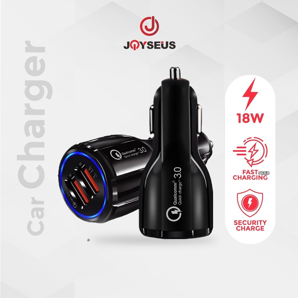 Car Charger car Plug 2 พอร์ต qc3.0 3.1A joyseus Qualcomm Black White