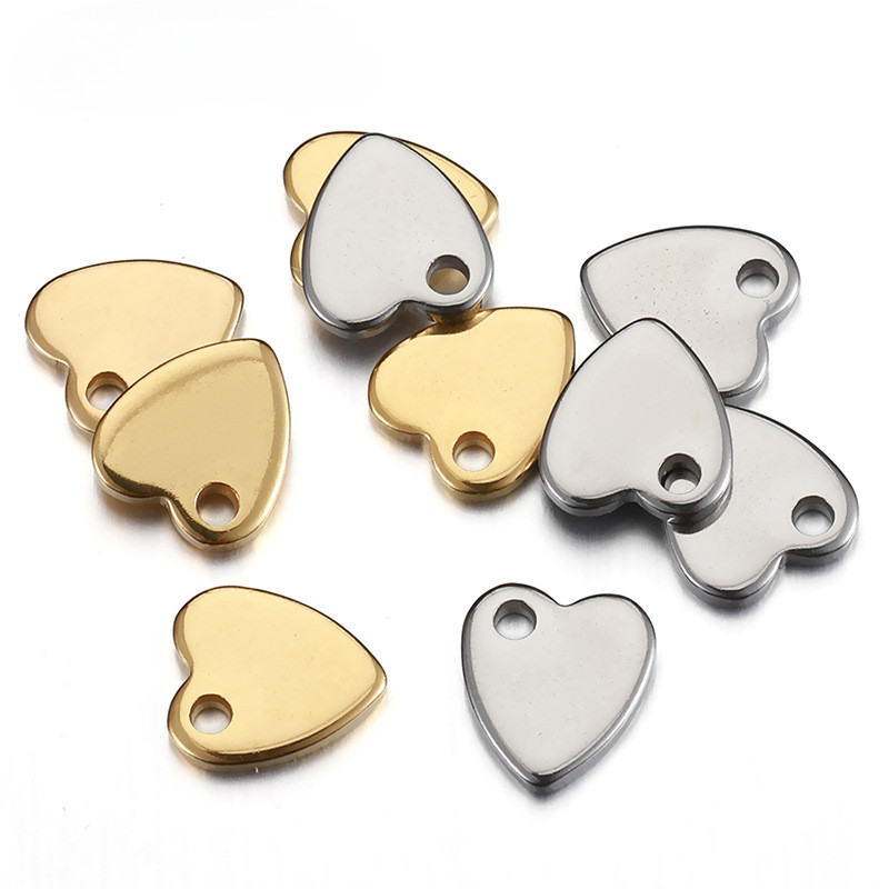 สี Retention สแตนเลส Love จี้กระจก Perforated Heart-Shaped Tag Electroplating 18k จี้ diy สร้อยคอเครื่องประดับอุปกรณ์เสริม
