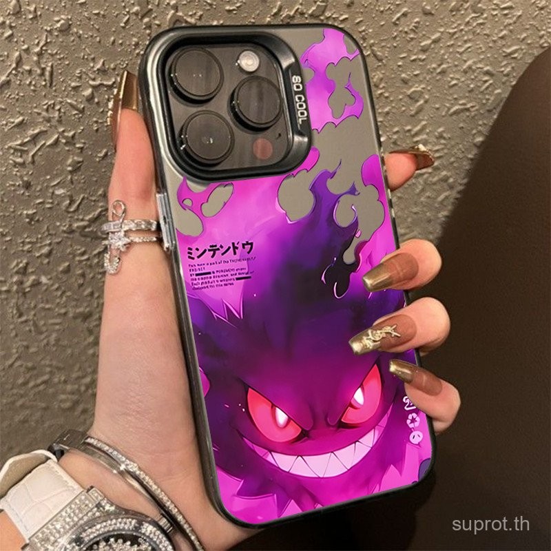 เคสโทรศัพท์มีสไตล์เท่อะนิเมะสีม่วงเปลวไฟปีศาจน้อยเคสป้องกันแอปเปิ้ลเข้ากันได้กับ iPhone 15 PRO MAX 13 PRO MAX 12 PRO MAX 15 PLUS XR 14 PRO MAX 12 Pro 11 XS 7pluss เคสแข็งกันกระแทก