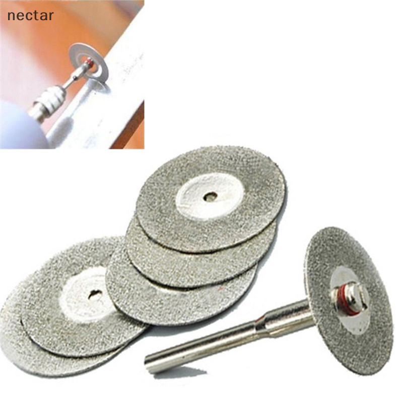 Tar HOT 5 PCS 22mm Emery Diamond cutg ใบมีดเจาะ Bit+1 Mandrel สําหรับ Dremel ชุด N