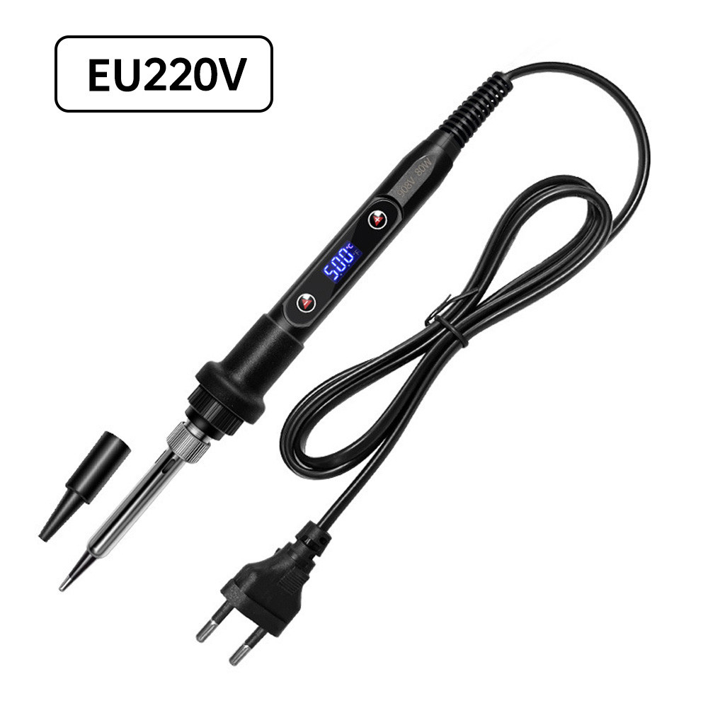 80W EU 220V LED จอแสดงผลดิจิตอลหัวแร้งปรับอุณหภูมิเตารีดอุณหภูมิปรับได้เหมาะสําหรับเครื่องประดับโลหะซ่อมไฟฟ้า