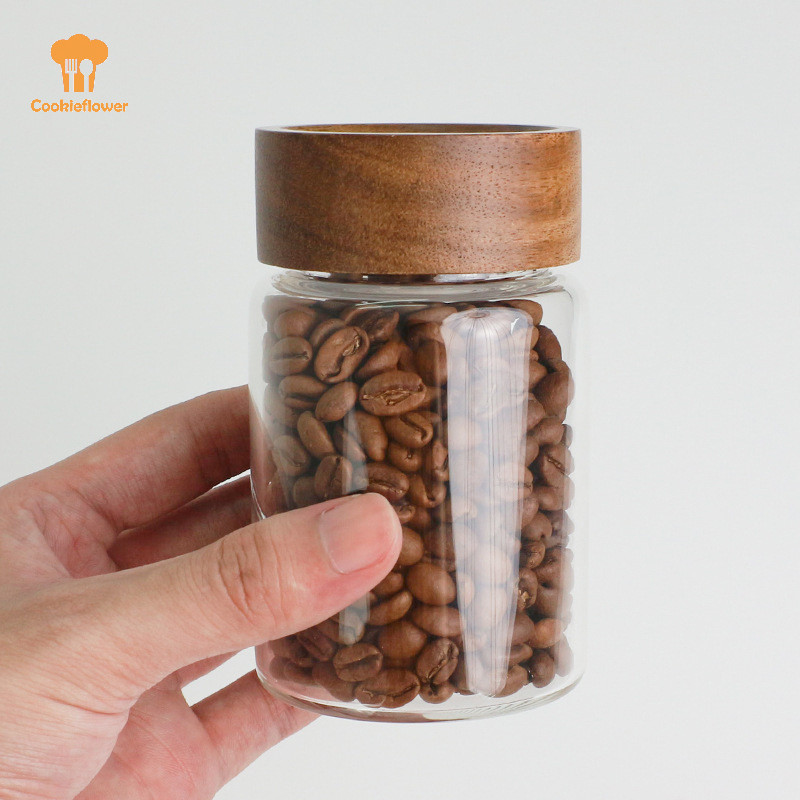 Ckfr ภาชนะเก็บเมล็ดกาแฟหลอดแก้วเครื่องมือไม้หลอดบรรจุขวดเก็บเมล็ดพืชกระป๋องปิดผนึกบาริสต้าเครื่องมือของขวัญใหม่