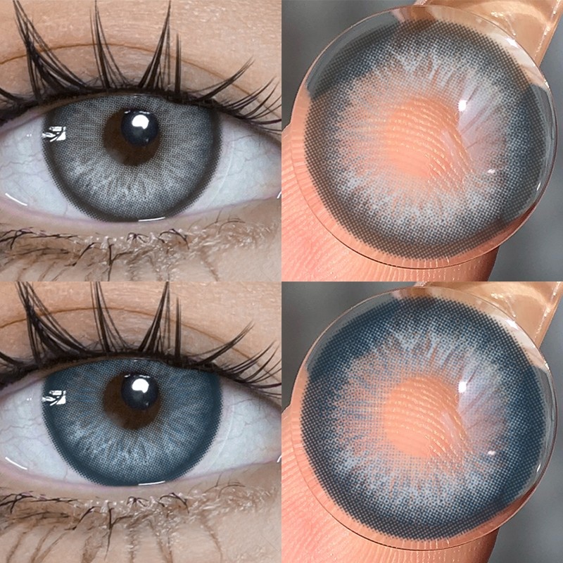 NEW NORWAY คอนแทคเลนส์สีเทาอมฟ้าที่ขายดีที่สุด ดึงดูดตาโต รายปีใช้ 14.5mm