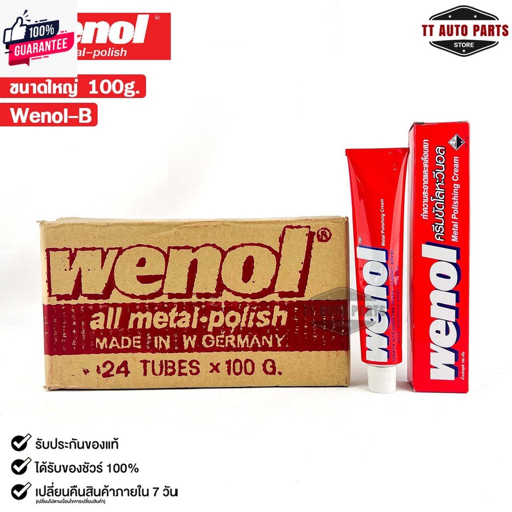 WENOL ครีมขัดเงาโลหะ ครีมทำความสะอาดโลหะ ขัดทองเหลือง ขนาด 100 กรัม วีนอล ยาขัดเงา รหัส Wenol-B