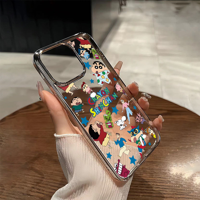 ชุดครอบครัวใหม่ขนาดเล็กเหมาะสำหรับ iphone15/14PROMAX ใหม่ชุบคริสตัลเปลือกใส11แอปเปิ้ล13/12นุ่ม