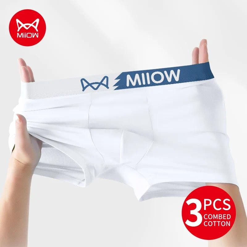 Miiow หวีผ้าฝ้ายผู้ชายกางเกงชุด Softness Breathable Man ชุดชั้นใน 7A ต้านเชื้อแบคทีเรียชายกางเกง Mens Boxershorts กางเกง M1885
