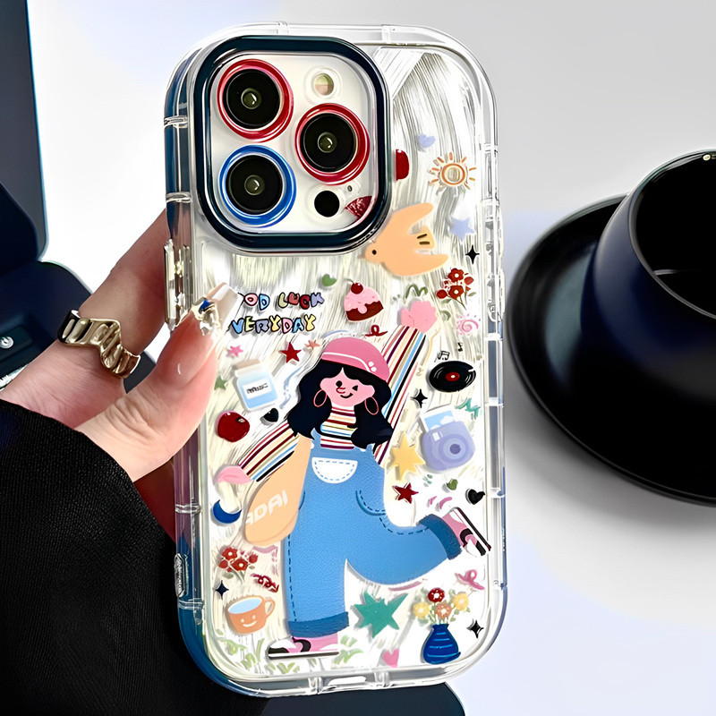 เข้ากันได้สําหรับiphone 15 14 13 12 11 Pro MAX X XR XS MAX INSการ์ตูนอะนิเมะภาพวาดสีน้ํามันGraffitiสาวเคสโทรศัพท์ปกอ่อน