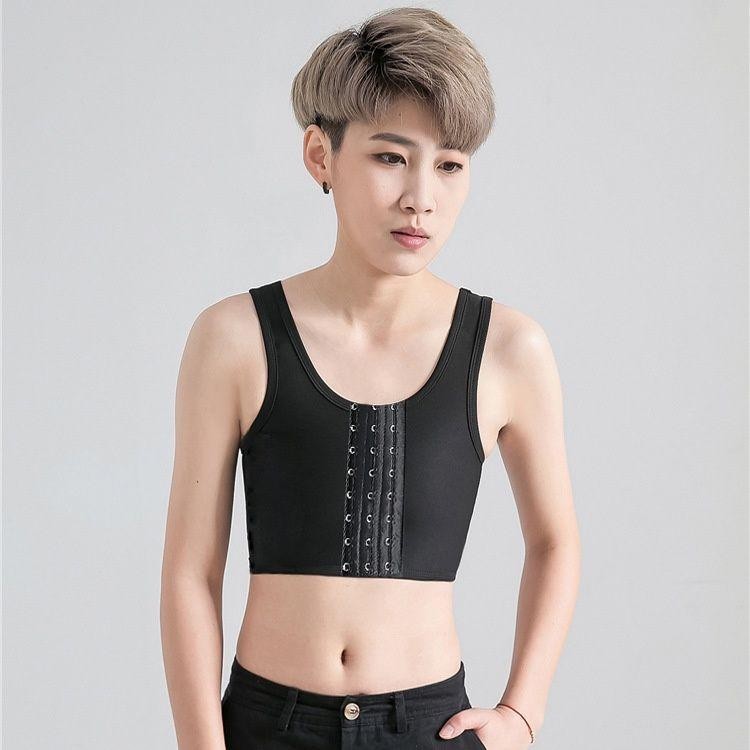 Lune_Graceเสื้อกั๊กรัดตัว Les, กระชับสัดส่วน, ระบายอากาศได้, หัวเข็มขัดด้านหน้า การแสดงหน้าอกแบนเล็ก,ระบายอากาศได้