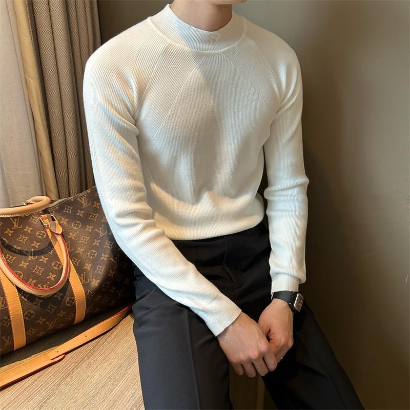 เสื้อกันหนาวผู้ชายพู่ผิดปกติครึ่งคอเต่าอังกฤษบางกระชับอบอุ่นแฟชั่น bottoming ง่าย