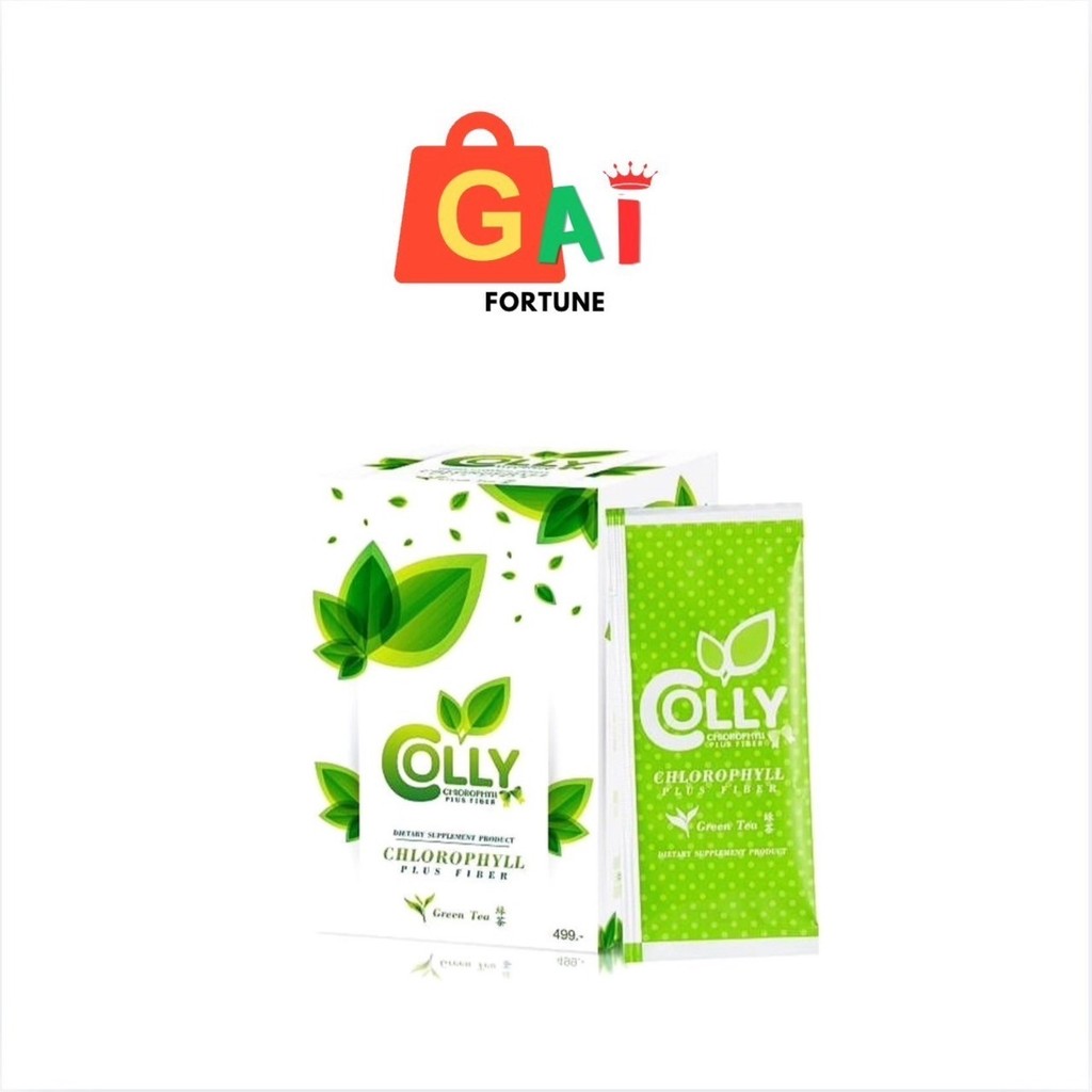คอลลี่ คลอโรฟิลล์ พลัส ไฟเบอร์ Colly Chlorophyll Plus Fiber กลิ่นหอมชาเขียว 1กล่อง15ซอง ขนาด75กรัม