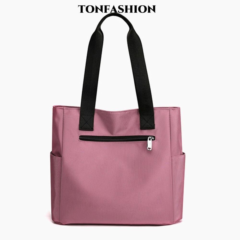 Tonfashion กระเป๋าสะพายไหล่ กระเป๋านักเรียน ไนล่อน ทรงโท้ท เหมาะกับการเดินทาง