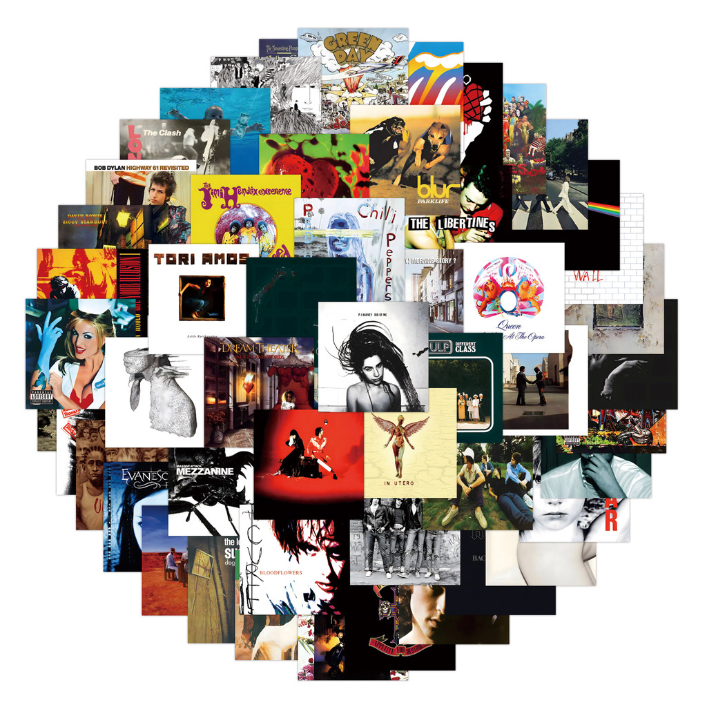 60 ชิ้น Classic Rock N Roll Records Cover สติ๊กเกอร์ PVC กันน้ํา