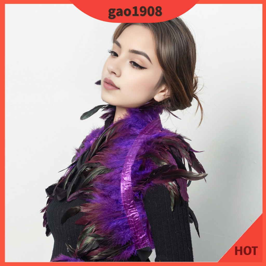 Gao * Fuax Feather ผ้าคลุมไหล่แฟชั่นห่อนุ่มปรับ Faux Feather ผ้าคลุมไหล่สําหรับคอสเพลย์การแสดงบนเวที Retro Gothic ผ้าพันคอ Dancer เครื่องแต่งกายเหมาะสําหรับงานปาร์ตี้