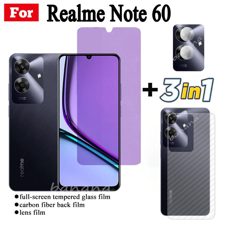Realme Note 60 Anti Blue Light RayกระจกนิรภัยสําหรับRealme Note 50 ป้องกันหน้าจอ+ฟิล์มเลนส์กล้อง+ฟิล์มด้านหลัง