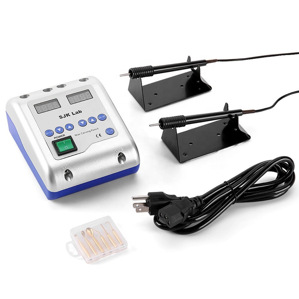Sjk Lab Dental Electric Waxer มีดขี้ผึ้งแกะสลักด้วยเคล็ดลับขี้ผึ้ง 6 ชิ้น + ปากกา 2 ปากกา